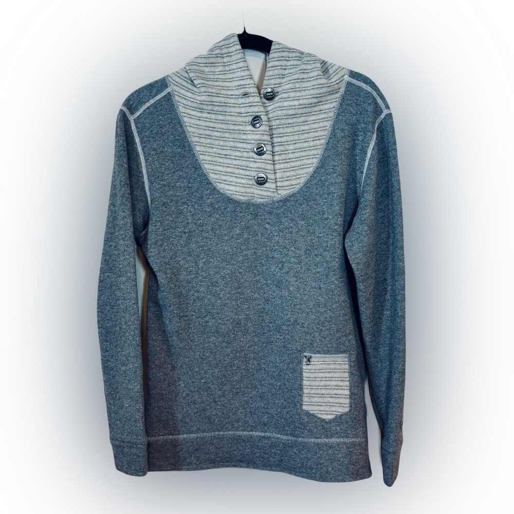 Kuhl Gray and Cream Button-Up Hoodie